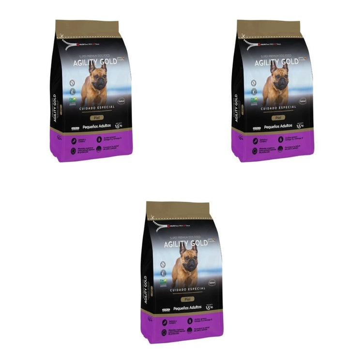 Combo Black Friday: ¡Combo 3 Pack Agility Gold Pequeños Adultos Piel Sensible 1.5 Kg – Último al 50%! - PetsPlaza
