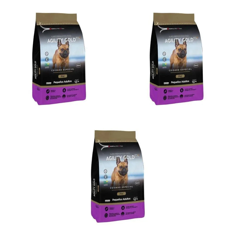 Combo Black Friday: ¡Combo 3 Pack Agility Gold Pequeños Adultos Piel Sensible 1.5 Kg – Último al 50%! - PetsPlaza