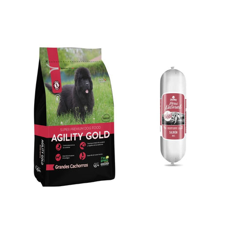 Agility Gold Cachorros Grandes 15 kg + Menú Natural Salchichón Res ¡GRATIS!
