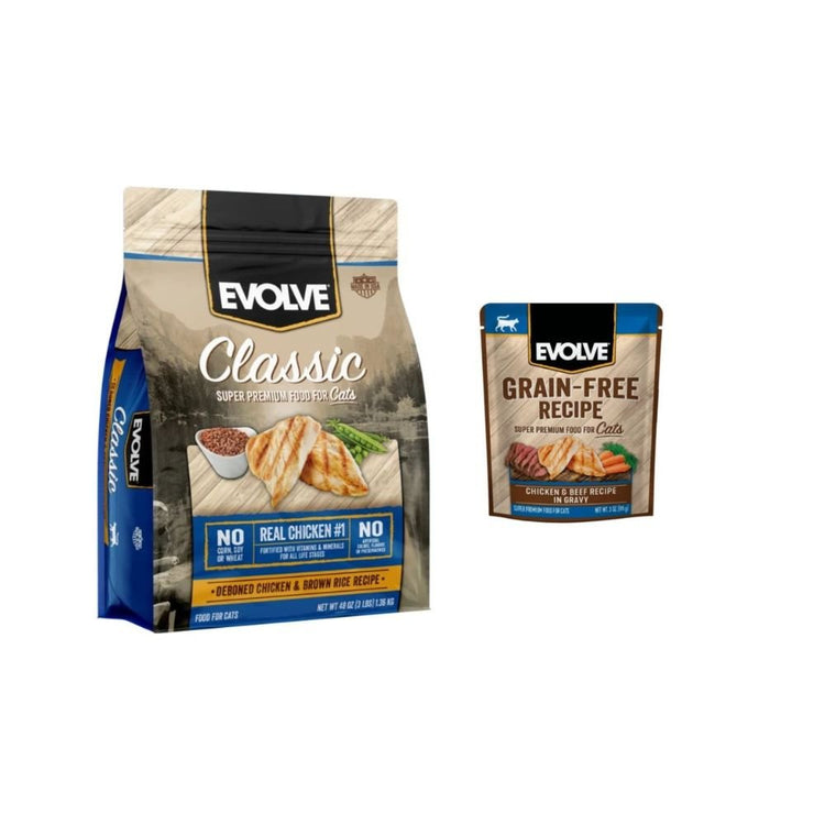 Combo Black Friday: Evolve Classic Pollo Gatos 1.36 Kg + Trozos Pollo y Carne Gatos 85 g ¡GRATIS! - PetsPlaza
