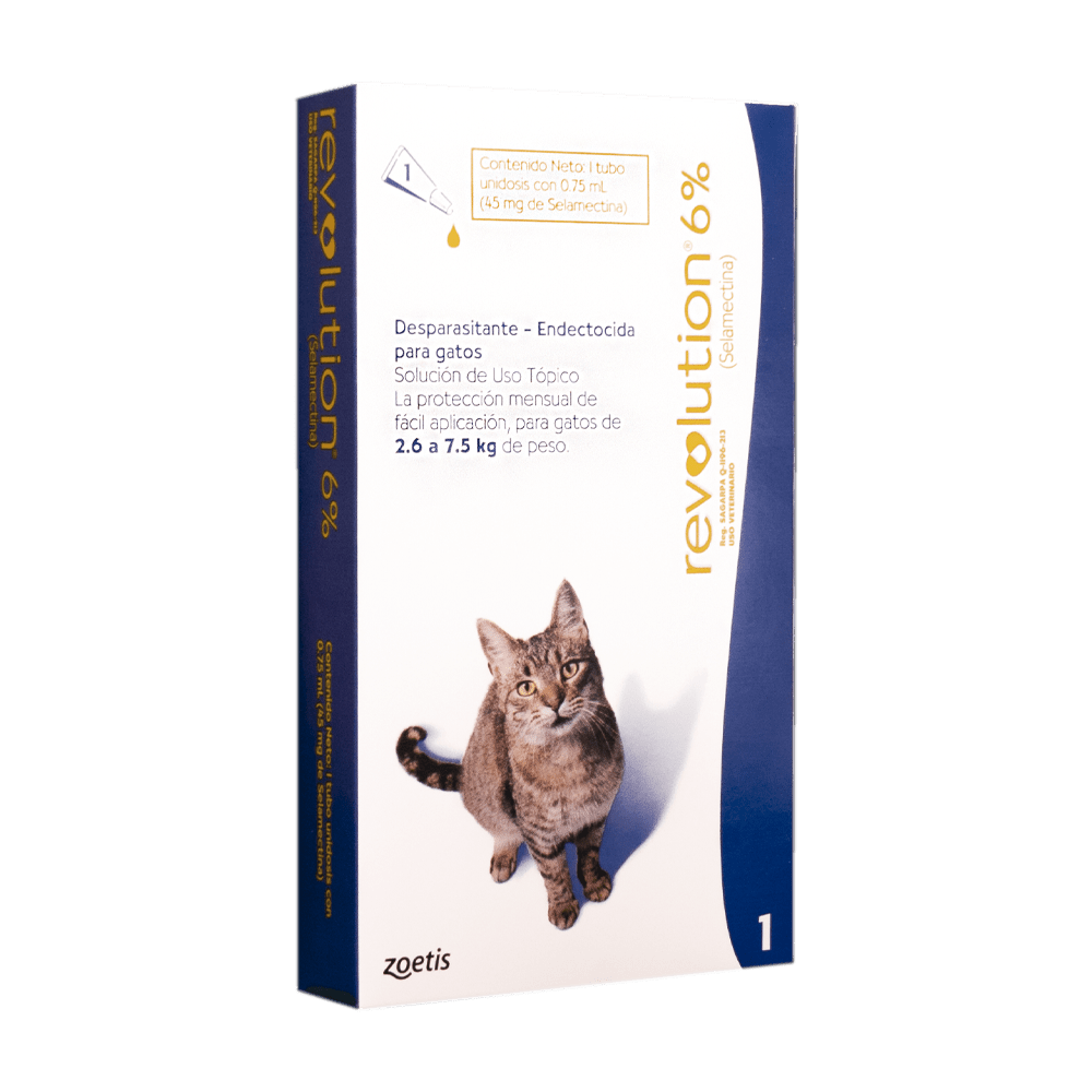 Revolution 6% X 0,75 Ml - Gatos de 2.6 Hasta 7 Kg - PetsPlaza