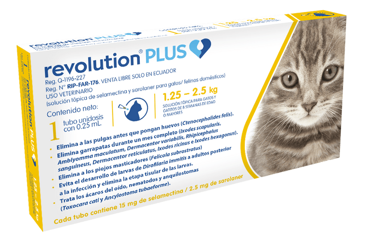 Revolution Plus 0,25 Ml X 1 Tab - Gatos de 1.25 Hasta 2.5 Kg - PetsPlaza