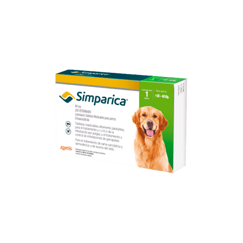 Simparica 80 mg X 1 Tab - Perros de 20 Hasta 40 Kg - PetsPlaza