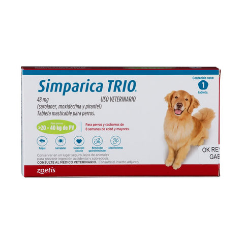 Simparica Trío X 1 Tab (20 - 40 kg) - PetsPlaza