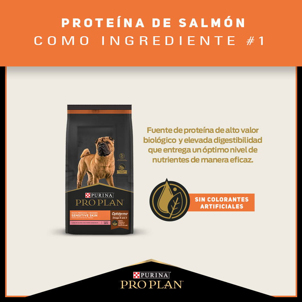 Pro Plan Sensitive Skin Adultos Razas Medianas y Grandes