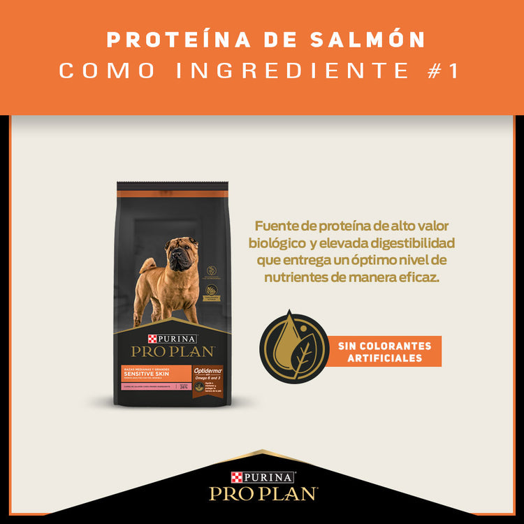 Pro Plan Sensitive Skin Adultos Razas Medianas y Grandes