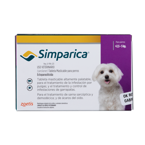 Simparica 10 mg X 1 Tab - Perros de 2.5 Hasta 5 Kg