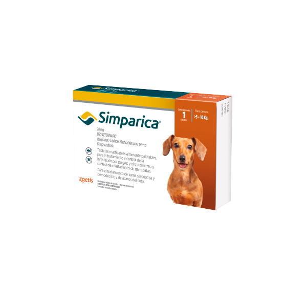 Simparica 20 mg X 1 Tab - Perros de 5 Hasta 10 Kg