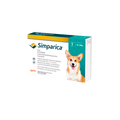 Simparica 40 mg X 1 Tab - Perros de 10 Hasta 20 Kg