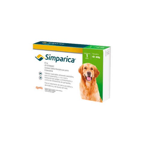 Simparica 80 mg X 1 Tab - Perros de 20 Hasta 40 Kg