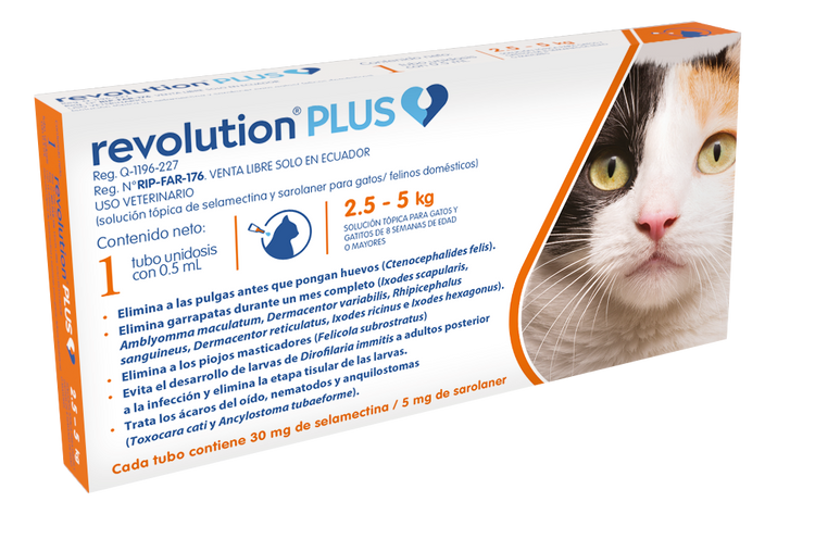 Revolution Plus 0.5 Ml X 1 Tab - Gatos de 2.5 Hasta 5 Kg