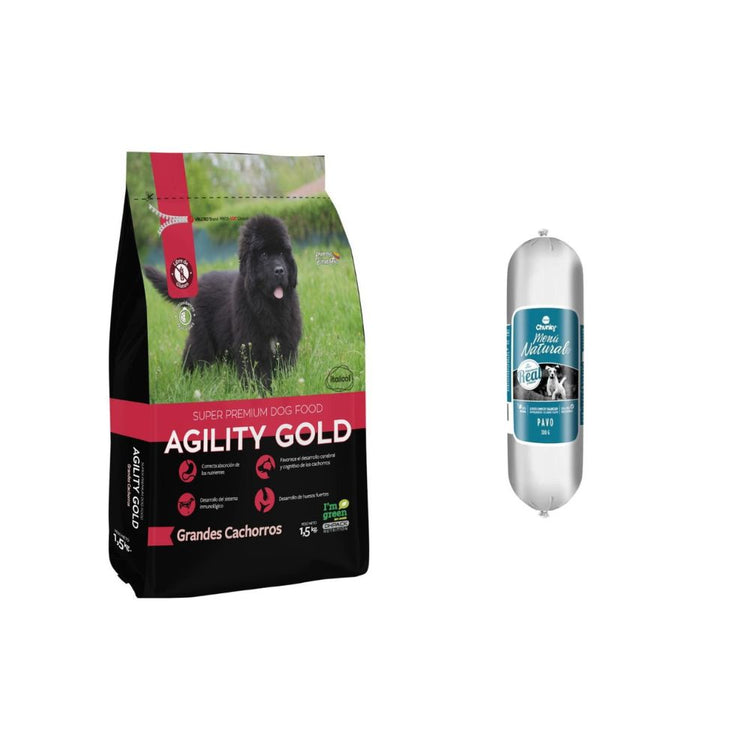Agility Gold Cachorros Grandes 15 kg + Menú Natural Salchichón Res ¡GRATIS!