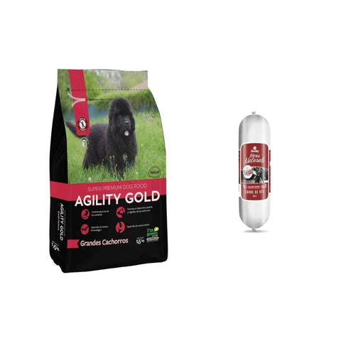 Combo Black Friday: Agility Gold Cachorros Grandes 15 kg + Menú Natural Salchichón Res - PetsPlaza