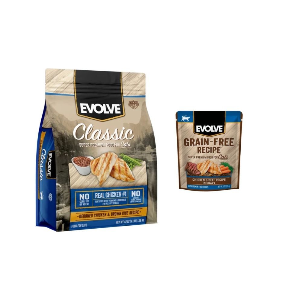 Combo Black Friday: Evolve Classic Pollo Gatos 1.36 Kg + Trozos Pollo y Carne Gatos 85 g ¡GRATIS! - PetsPlaza
