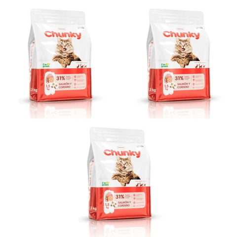 Combo Black Friday: Promo X3 Chunky Gatos Salmón y Cordero 1.5 kg - PetsPlaza