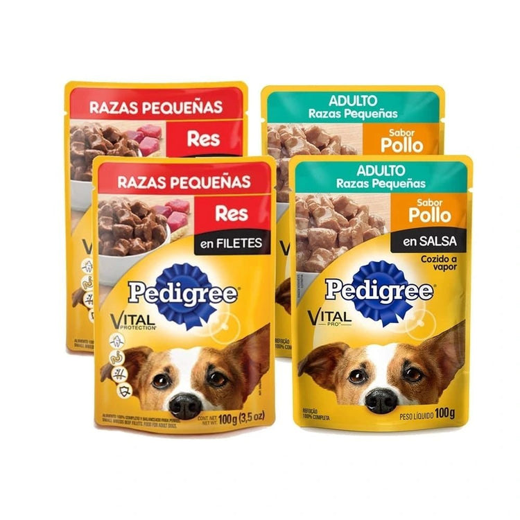 Pedigree Pouches Perros Razas Pequeñas Ahorra Pack x 4 Unidades - PetsPlaza