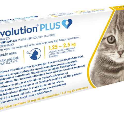Revolution Plus 0,25 Ml X 1 Tab - Gatos de 1.25 Hasta 2.5 Kg - PetsPlaza