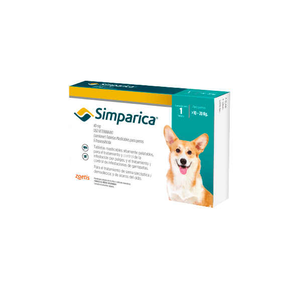 Simparica 40 mg X 1 Tab - Perros de 10 Hasta 20 Kg - PetsPlaza