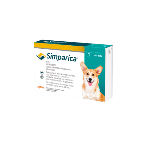 Simparica 40 mg X 1 Tab - Perros de 10 Hasta 20 Kg - PetsPlaza