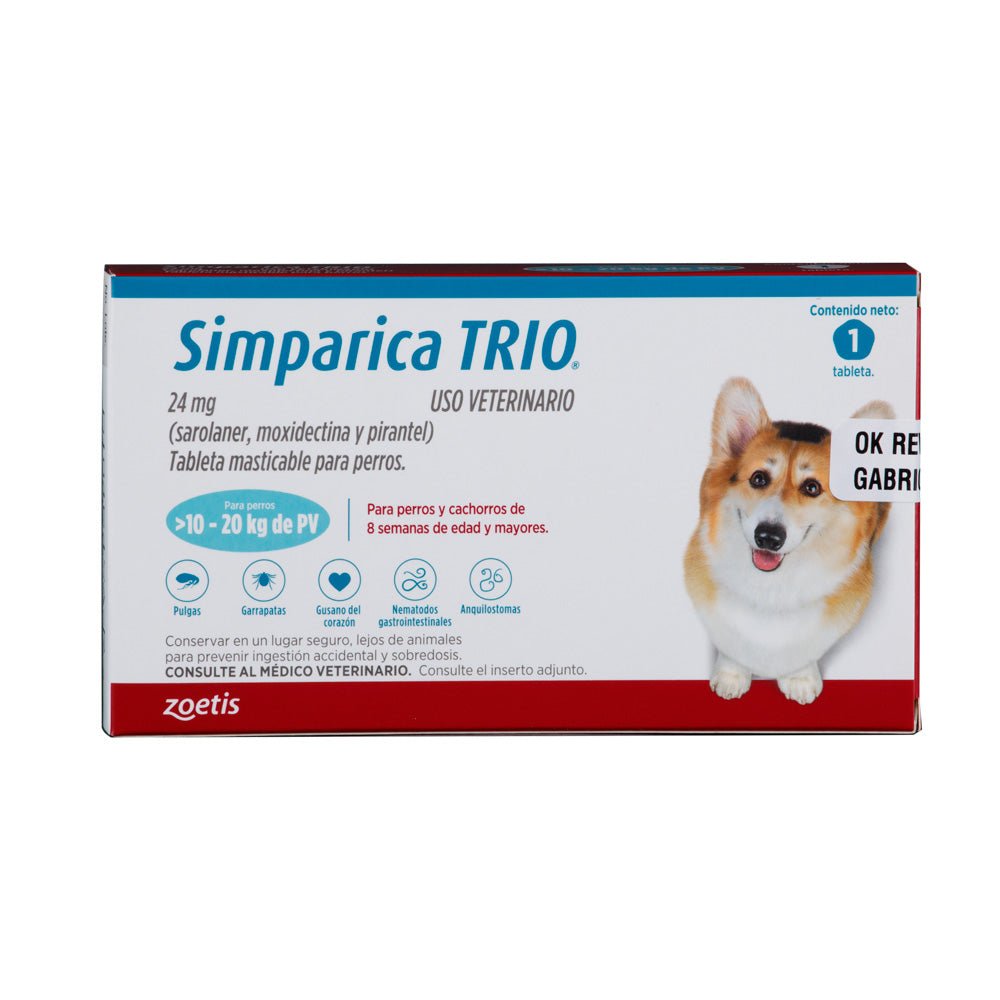 Simparica Trío X 1 Tab (10 - 20 kg) - PetsPlaza